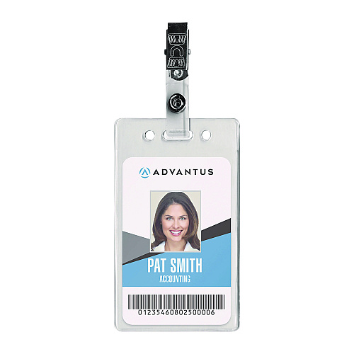 Advantus Badge Straps with Clips, 0.38" x 2.75", Clear, 100/Box (75410)