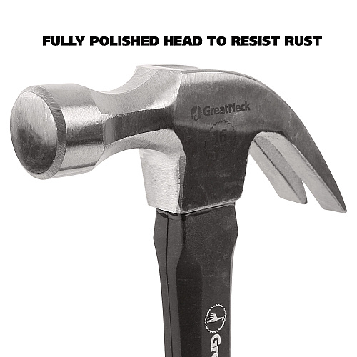 Great Neck 16 oz Claw Hammer with High-Visibility Orange Fiberglass Handle (HG16C)