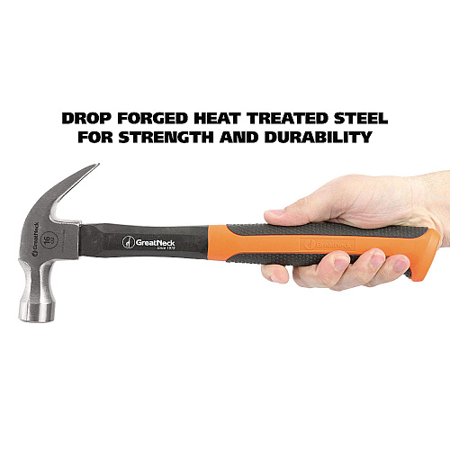 Great Neck 16 oz Claw Hammer with High-Visibility Orange Fiberglass Handle (HG16C)