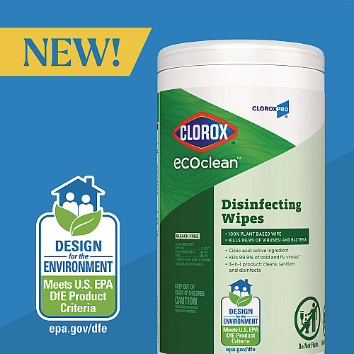 Clorox EcoClean Disinfecting Wipes, 1-Ply, 8 x 7, Unscented, White, 6/Carton (60605CT)