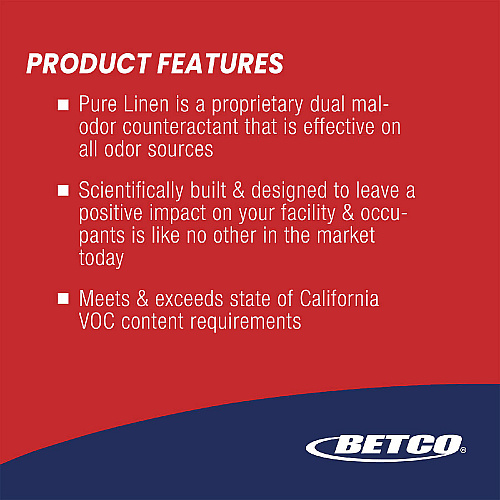 Betco SenTec Pure Linen Concentrate Odor Eliminator, Pure Linen, 128 oz Bottle, 4/Carton (41300400)