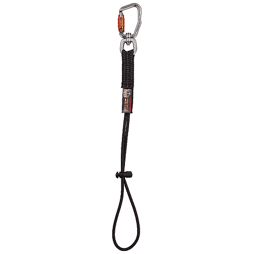 ergodyne Squids 3714 Elastic Tool Tail Lanyard w/Carabiner and Cinch Loop, 10 lb Max Working Capacity, 15" Long, Black, 3/Pack (19766)
