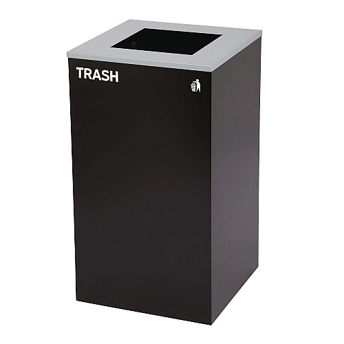 Alpine 29 Gallon Trash/Recycling Cans, Steel, Blue Recycling Can with Square Lid, Black Trash Can with Square Lid (4450BLKKIT1)