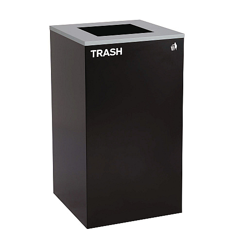 Alpine 29 Gallon Trash/Recycling Cans, Steel, Blue Mixed Recycling Can with Square Lid, Black Trash Can with Square Lid (4450BLKKIT2)