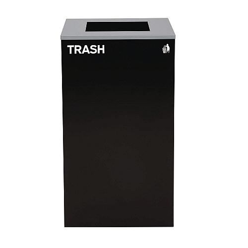 Alpine 29 Gallon Trash/Recycling Cans, Steel, Blue Recycling with Mixed Lid, Black Trash Can with Square Lid (4450BLKKIT4)
