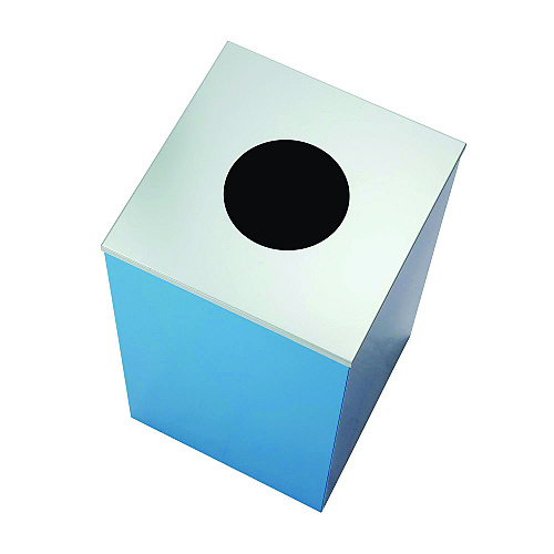 Alpine 29 Gallon Trash/Recycling Cans, Steel, Blue Recycling with Circle Lid, Black Trash Can with Square Lid (4450BLKKIT6)