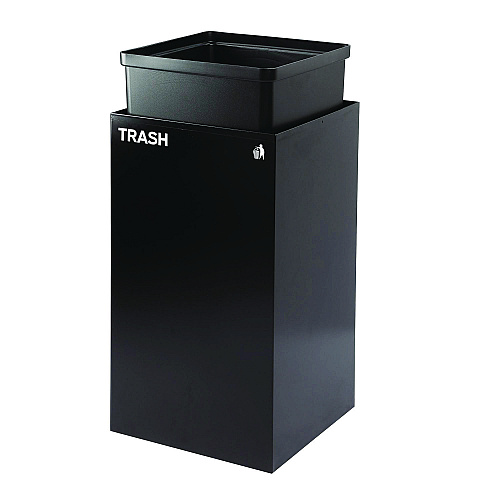 Alpine 29 Gallon Trash/Recycling Cans, Steel, Green Recycling Can with Square Lid, Black Trash Can with Square Lid (4450BLKKIT8)