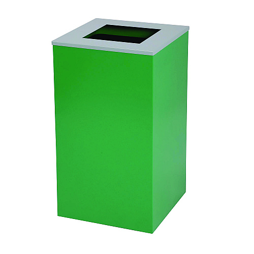 Alpine 29 Gallon Trash/Recycling Cans, Steel, Green Recycling Can with Square Lid, Black Trash Can with Square Lid (4450BLKKIT8)