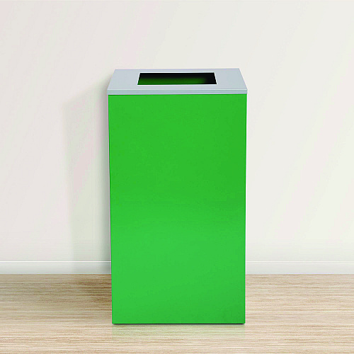 Alpine 29 Gallon Trash/Recycling Cans, Steel, Green Recycling Can with Square Lid, Black Trash Can with Square Lid (4450BLKKIT8)