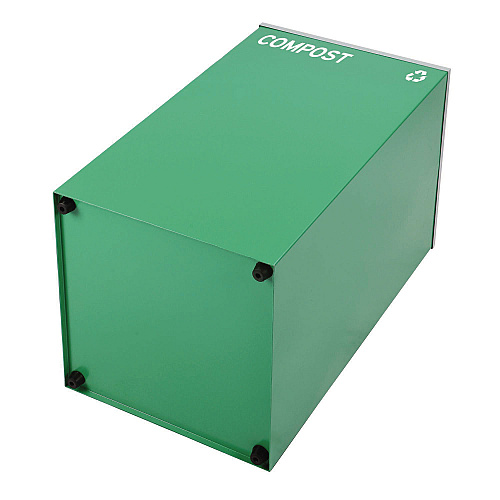 Alpine 29 Gallon Trash/Recycling Cans, Steel, Green Compost Can with Square Lid, Black Trash Can with Square Lid (4450BLKKIT9)