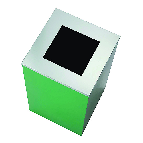 Alpine 29 Gallon Trash/Recycling Cans, Steel, Green Mixed Recycling Can with Square Lid, Black Trash Can with Square Lid (4450BLKKIT10)