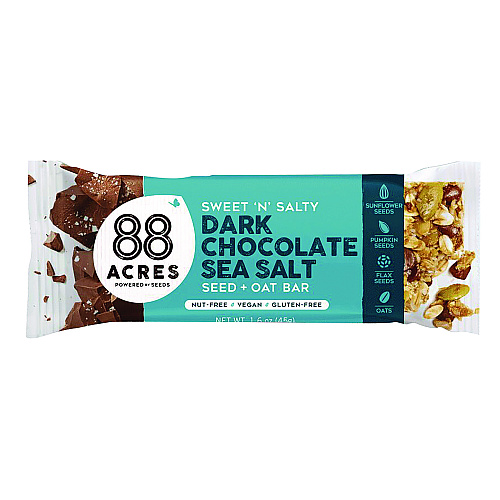88 ACRES Sweet 'N Salty Gluten-Free Dark Chocolate Sea Salt Seed and Oat Bar, 1.6 oz Bar, 9/Box (ACY00504)