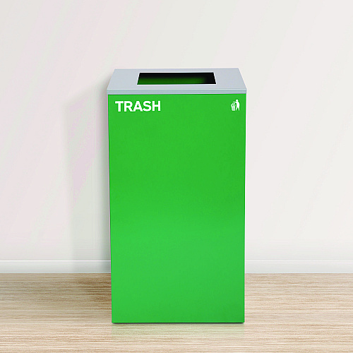 Alpine 29 Gallon Trash/Recycling Cans, Steel, Green Trash Can with Square Lid (4450KITGRNST)