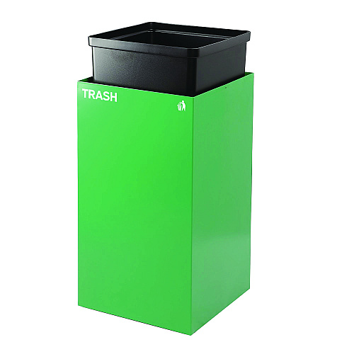 Alpine 29 Gallon Trash/Recycling Cans, Steel, Green Trash Can with Square Lid (4450KITGRNST)