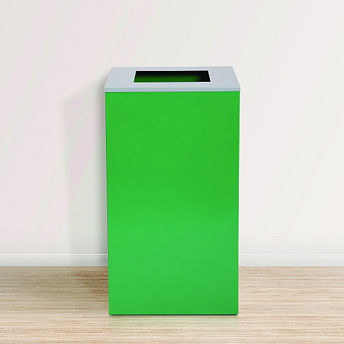 Alpine 29 Gallon Trash/Recycling Cans, Steel, Green Can with Square Lid (4450KITGRNS)