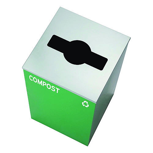 Alpine 29 Gallon Trash/Recycling Cans, Steel, Green Compost Can with Mixed Lid (4450KITGRNMC)