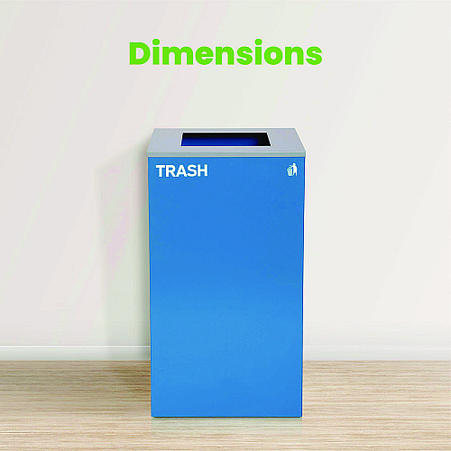 Alpine 29 Gallon Trash/Recycling Cans, Steel, Blue Trash Can with Square Lid (4450KITBLUST)