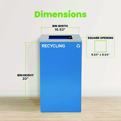 Alpine 29 Gallon Trash/Recycling Cans, Steel, Blue Recycling Can with Square Lid (4450KITBLUSR)
