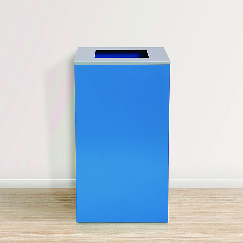 Alpine 29 Gallon Trash/Recycling Cans, Steel, Blue Can with Square Lid (4450KITBLUS)