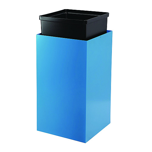 Alpine 29 Gallon Trash/Recycling Cans, Steel, Blue Can with Square Lid (4450KITBLUS)