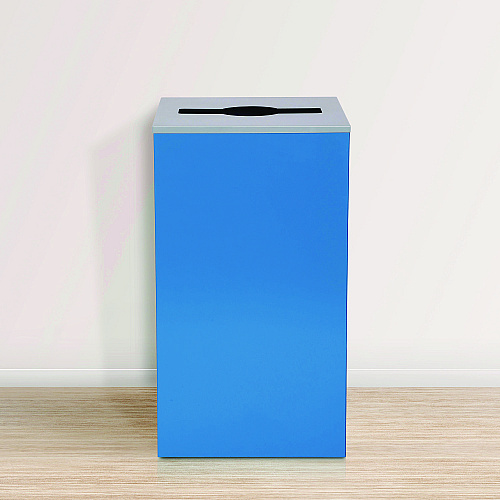 Alpine 29 Gallon Trash/Recycling Cans, Steel, Blue Can with Mixed Lid (4450KITBLUM)