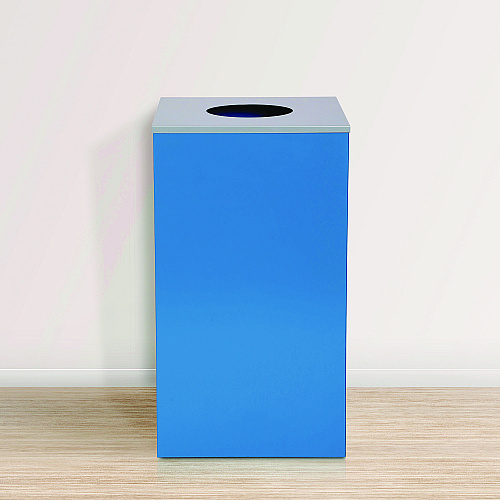 Alpine 29 Gallon Trash/Recycling Cans, Steel, Blue Can with Circle Lid (4450KITBLUC)