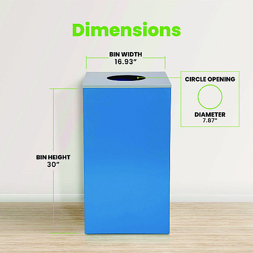 Alpine 29 Gallon Trash/Recycling Cans, Steel, Blue Can with Circle Lid (4450KITBLUC)