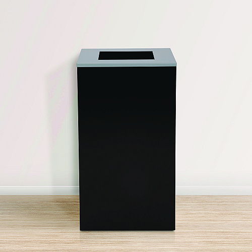 Alpine 29 Gallon Trash/Recycling Cans, Steel, Black Can with Square Lid (4450KITBLKS)