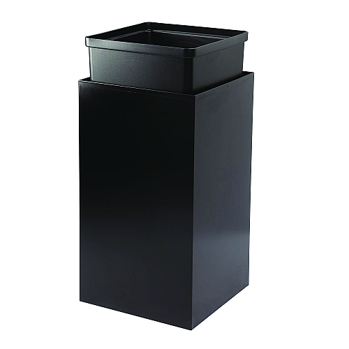 Alpine 29 Gallon Trash/Recycling Cans, Steel, Black Can with Square Lid (4450KITBLKS)