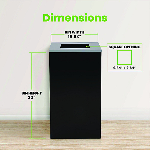 Alpine 29 Gallon Trash/Recycling Cans, Steel, Black Can with Square Lid (4450KITBLKS)
