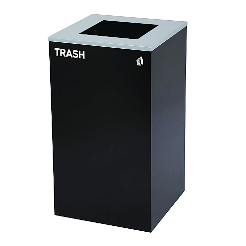 Alpine 29 Gallon Trash/Recycling Cans, Steel, Blue Recycling and Black Trash Cans w/Square Lid, Green Mixed Recycling Can Mixed Lid (4450BLKKIT22)