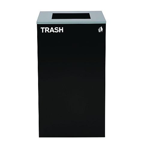 Alpine 29 Gallon Trash/Recycling Cans, Steel, Blue Recycling Can w/Mixed Lid, Green Recycling Can and Black Trash Can with Sq Lid (4450BLKKIT26)