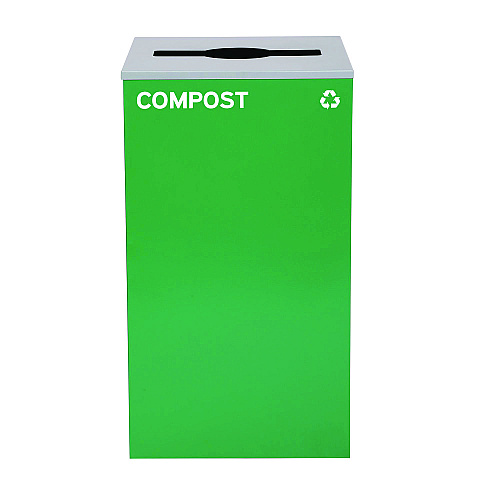 Alpine 29 Gallon Trash/Recycling Cans, Steel, Blue Mixed Recycling and Green Compost Cans w/Mixed Lids, Black Trash Can w/Square Lid (4450BLKKIT28)