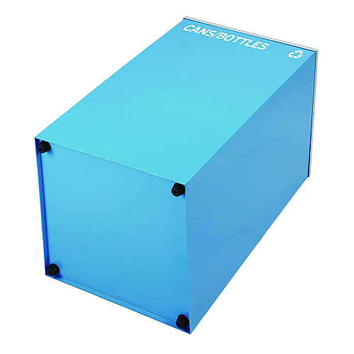 Alpine 29 Gallon Trash/Recycling Cans, Steel, Blue Cans/Bottles Recycling and Green Compost Can w/Mixed Lid, Black Trash Can Sq Lid (4450BLKKIT29)