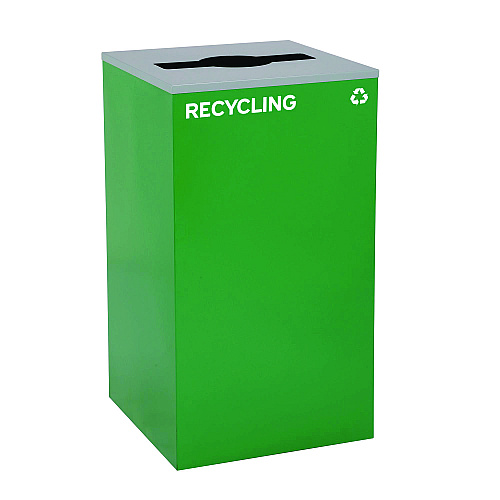 Alpine 29 Gallon Trash/Recycling Cans, Steel, Blue Recycling Can w/Circle Lid, Green Recycling w/Mixed Lid, Black Trash w/Square Lid (4450BLKKIT39)
