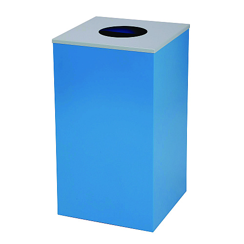 Alpine 29 Gallon Trash/Recycling Cans, Steel, Blue Mixed Recycling Can w/Circle Lid, Green Compost and Black Trash Cans w/Sq Lids (4450BLKKIT33)