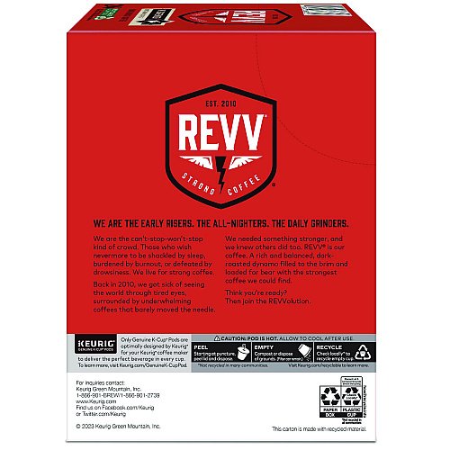 Revv NO SURRENDER K-Cup, Dark Roast, K-Cup, 24/Box (6873)