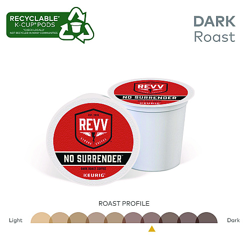 Revv NO SURRENDER K-Cup, Dark Roast, K-Cup, 24/Box (6873)