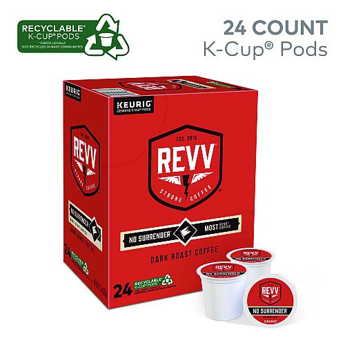 Revv NO SURRENDER K-Cup, Dark Roast, K-Cup, 24/Box (6873)