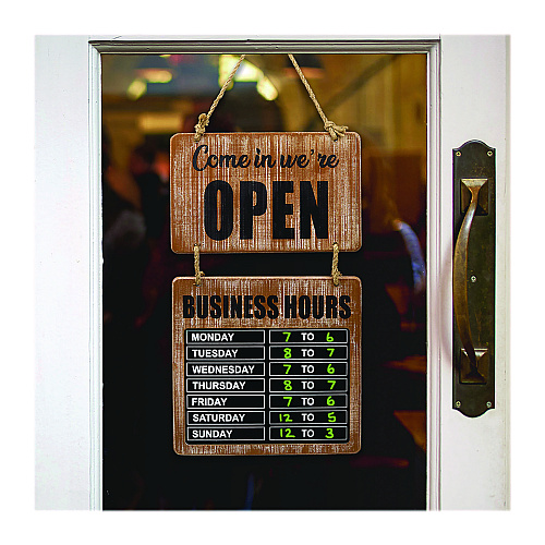 Excello Global Products Business Hours Outdoor Sign, 9.75 x 22.5, Brown Face, Black/White Lettering, Chalkboard (EGPHD0310S)