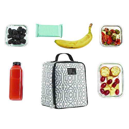 fit + fresh Lunch Bag, 8 x 6 x 10, Black and White Geometric (7613FF3242)