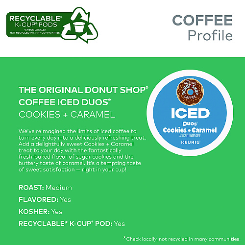 The Original Donut Shop Iced Duos Cookies + Caramel Iced Coffee K-Cup Pods, 24/Box (5000373021)