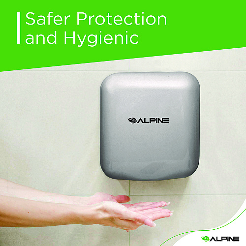 Alpine Hemlock Commercial Automatic 120V Hand Dryer, 6.68 x 11.41 x 12.31, Stainless Steel, Chrome (ALP40010CHR)