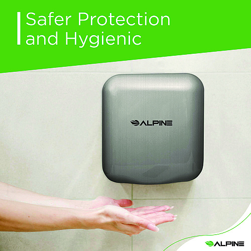 Alpine Hemlock Commercial 220V Automatic Hand Dryer, 6.68 x 11.41 x 12.31, Stainless Steel, Silver (ALP40020SSB)