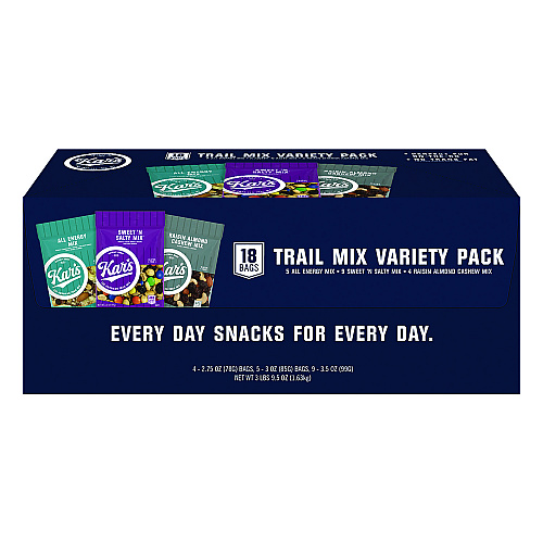 Kar's Trail Mix Variety Pack, Assorted Flavors, 18 Bags/Carton (KAR08825)