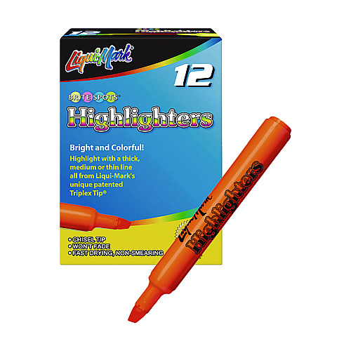 Liqui-Mark Tank Fluorescent Highlighter, Orange Ink, Chisel Tip, Orange Barrel, Dozen (60625)