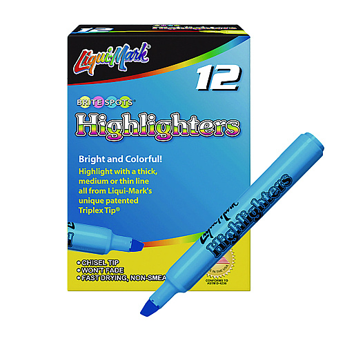 Liqui-Mark Tank Fluorescent Highlighter, Blue Ink, Chisel Tip, Blue Barrel, Dozen (60823)