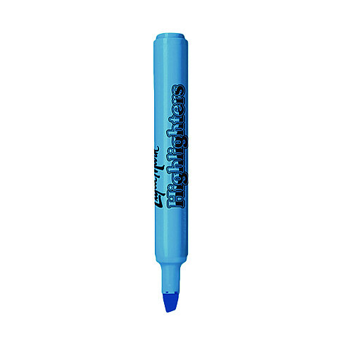 Liqui-Mark Tank Fluorescent Highlighter, Blue Ink, Chisel Tip, Blue Barrel, Dozen (60823)