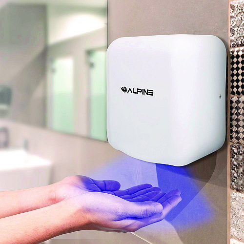 Alpine Hemlock Commercial 220V Automatic Hand Dryer, 6.68 x 11.41 x 12.31, Stainless Steel, White (ALP40020WHI)