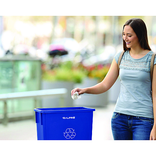 Alpine Slim 23 Gallon Recycling Bin, Plastic, Blue (477RBLU)